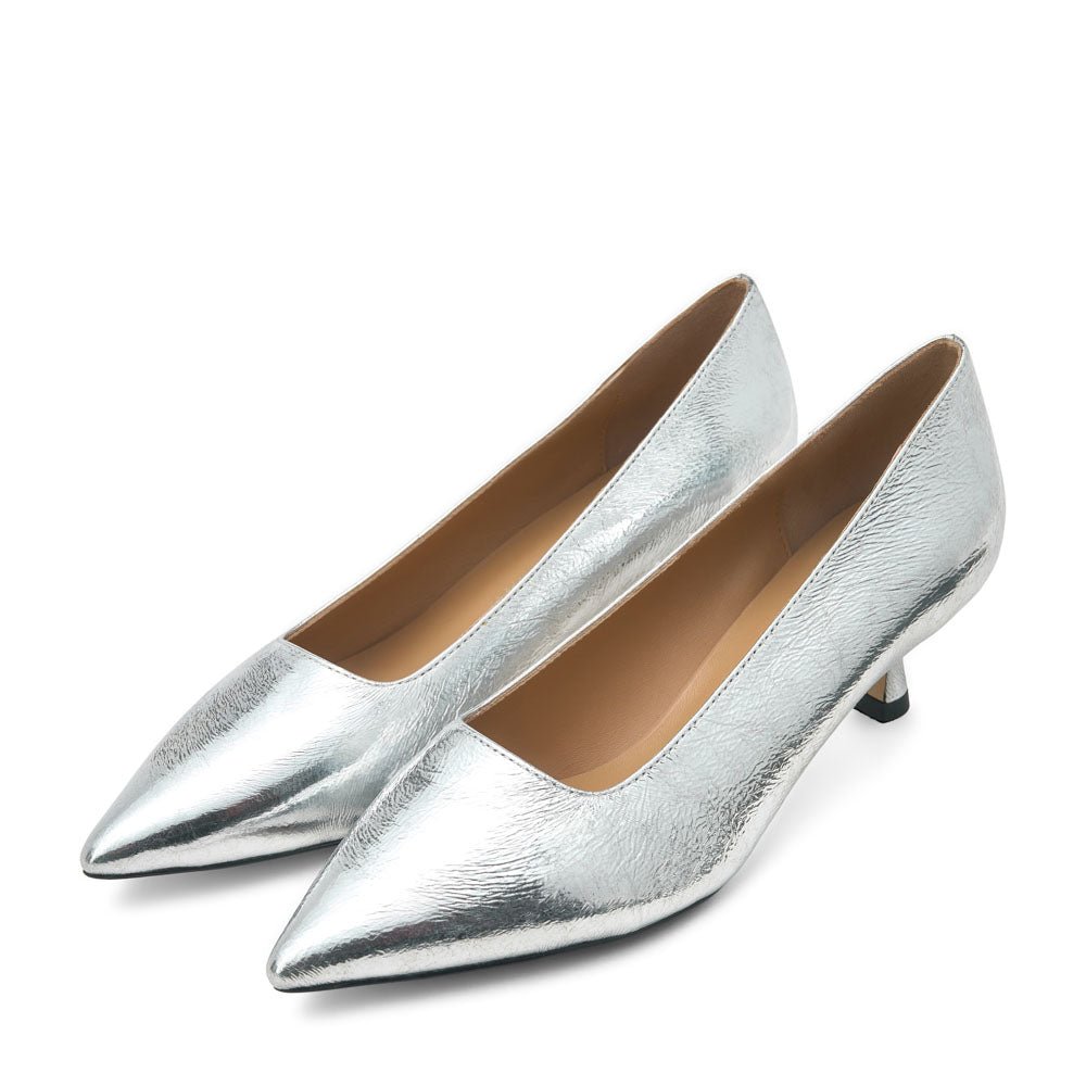 Andrea Leather Silver Shoes by Age of Innocence