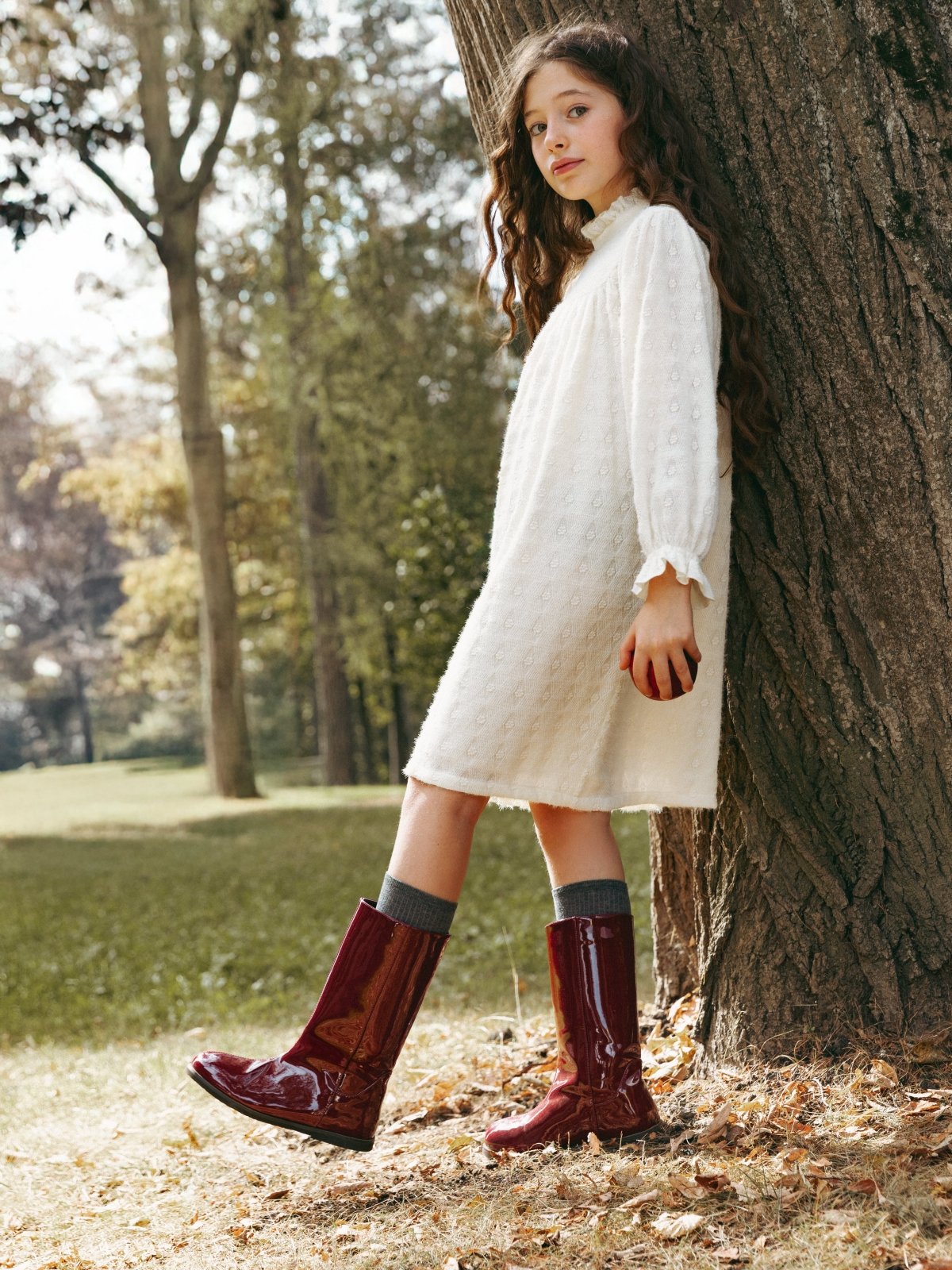 Ann PU Burgundy Boots by Age of Innocence