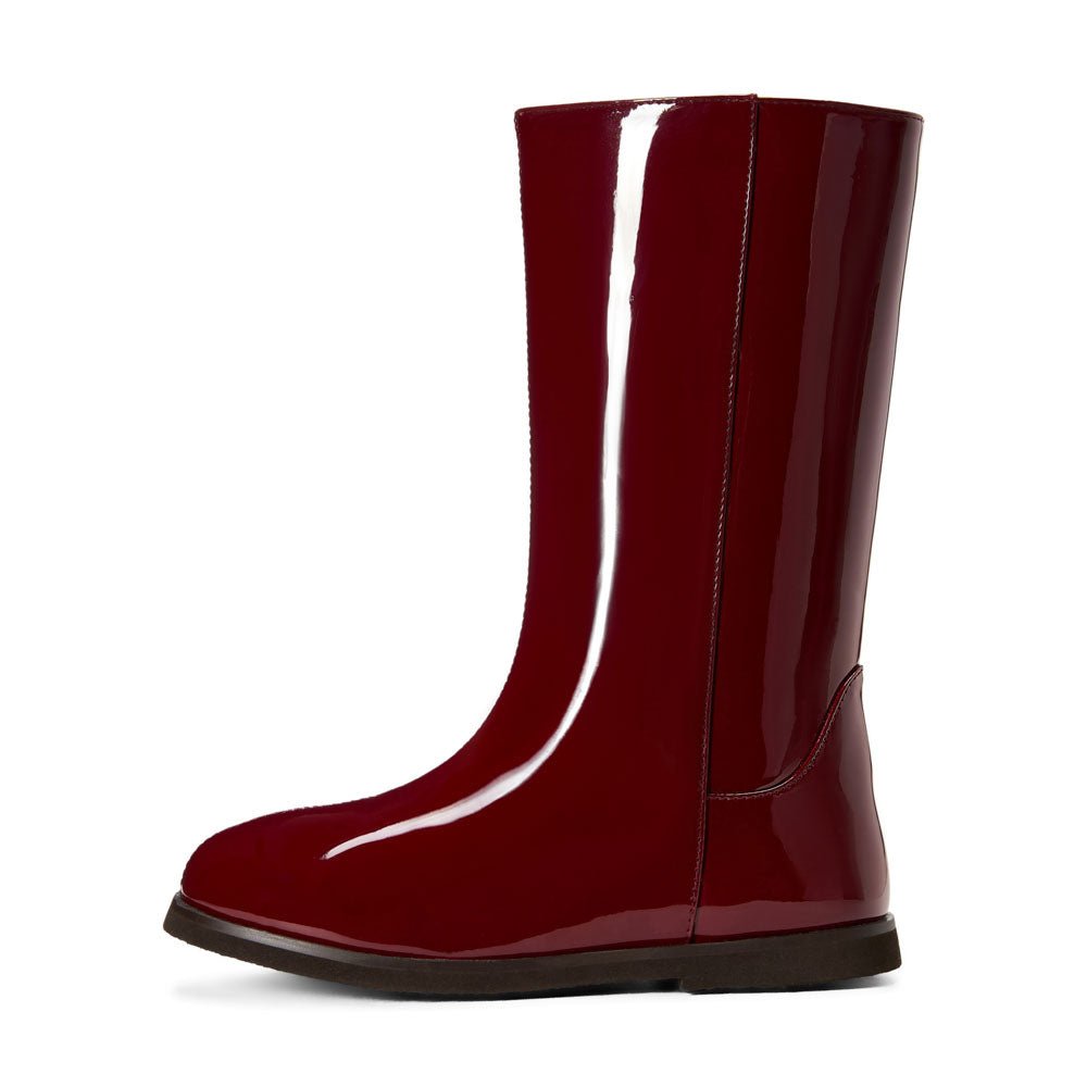 Ann PU Burgundy Boots by Age of Innocence