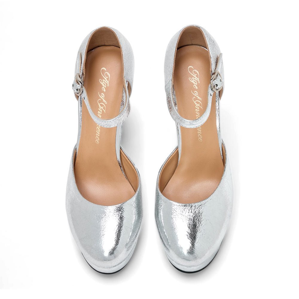 Edith Leather Silver Shoes by Age of Innocence