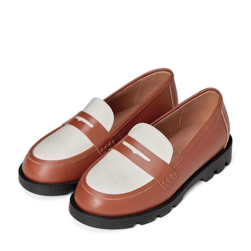 Haven Brown/ White/ Brown Loafers by Age of Innocence