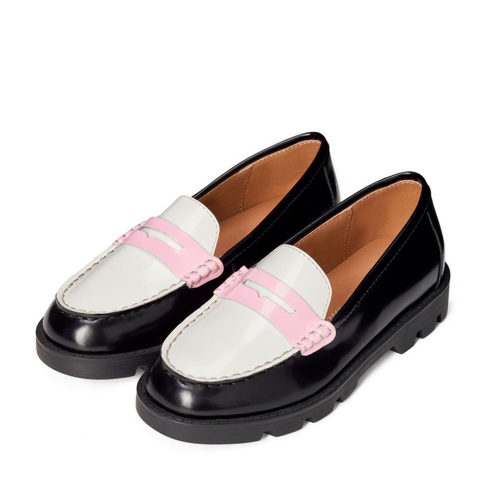 Paula Black /White /Pink Loafers by Age of Innocence
