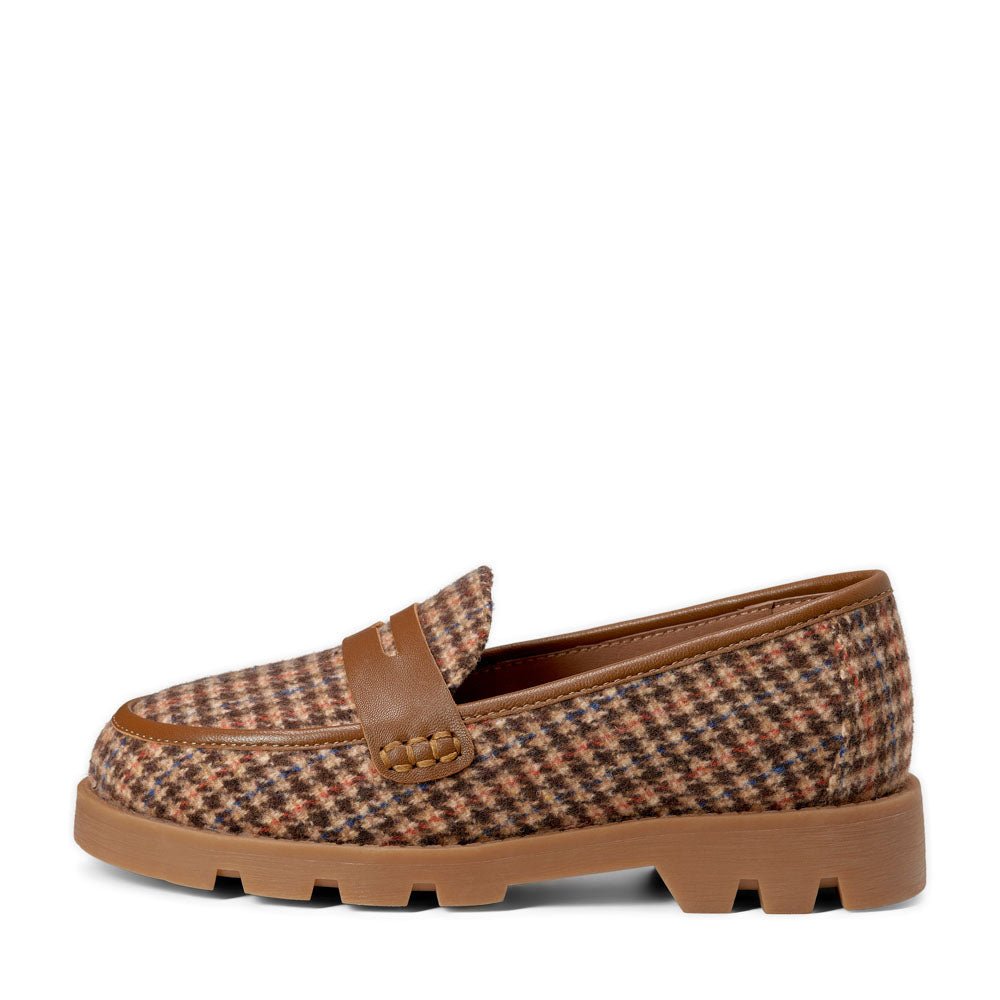 Paula Plaid Brown Loafers by Age of Innocence