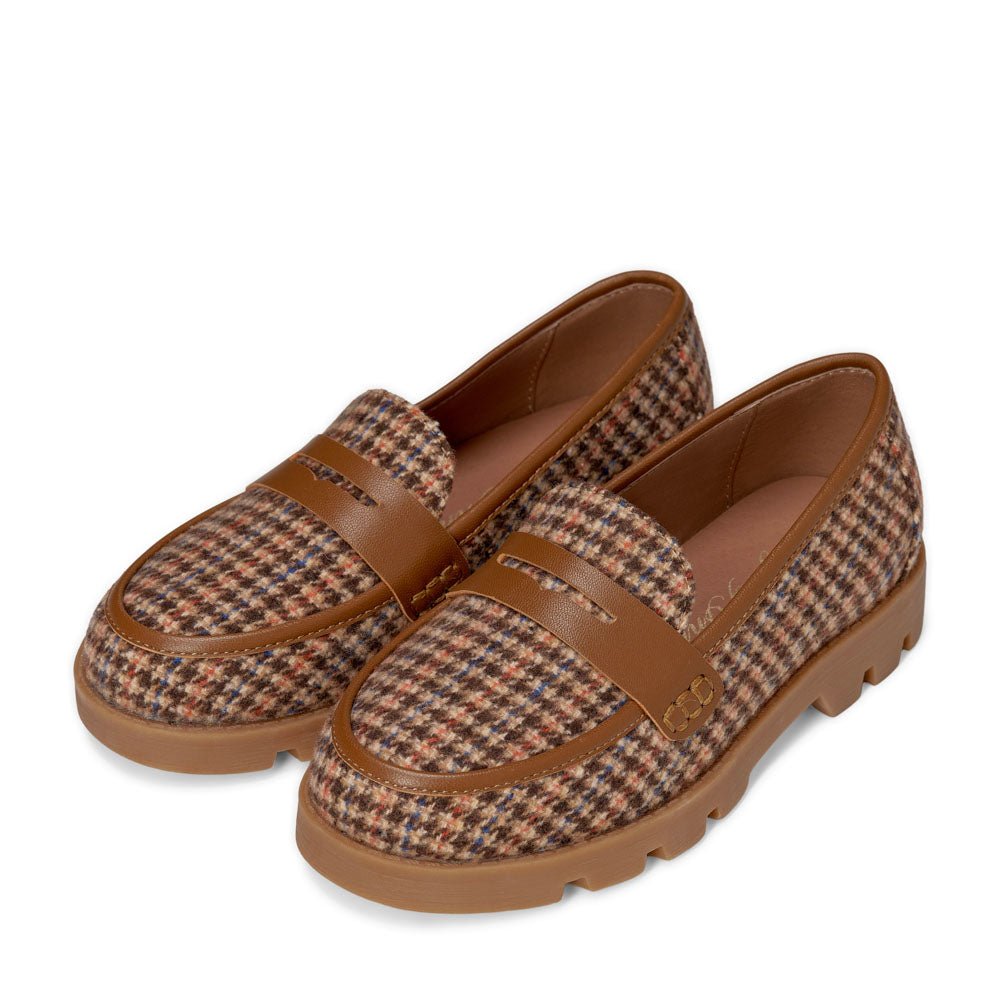 Paula Plaid Brown Loafers by Age of Innocence