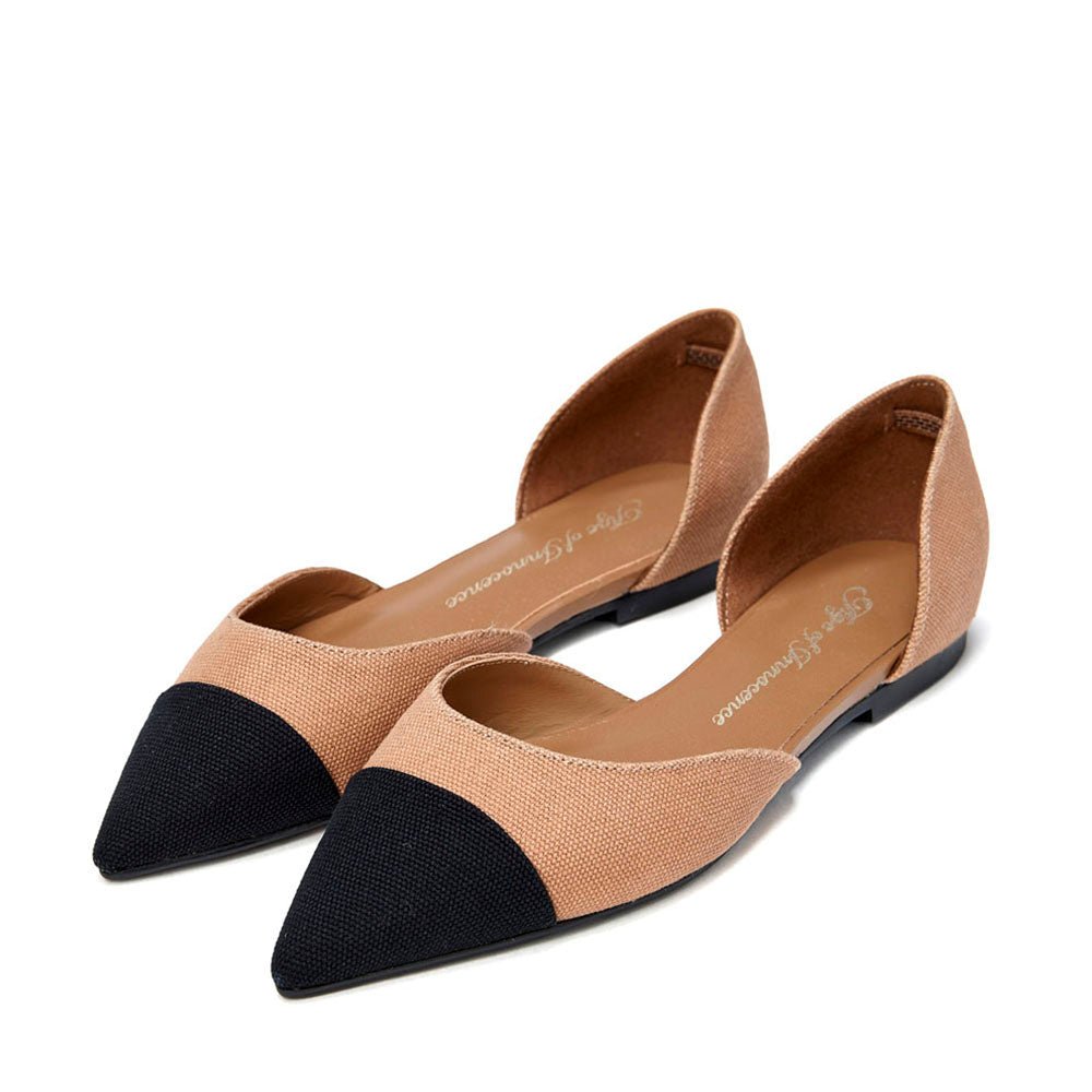 Sandra Canvas Beige/Black Shoes by Age of Innocence