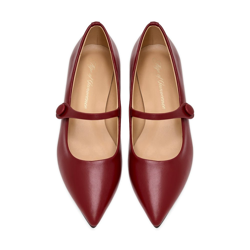 Thea Leather Burgundy Shoes by Age of Innocence