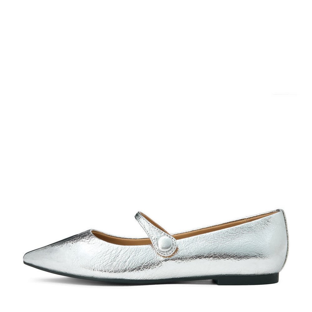 Thea Leather Silver Shoes by Age of Innocence