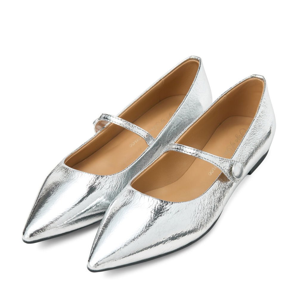 Thea Leather Silver Shoes by Age of Innocence
