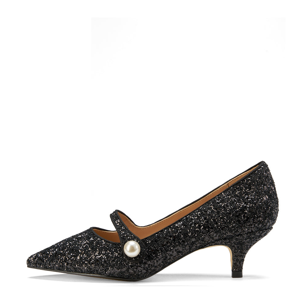 Black glitter kitten heels online