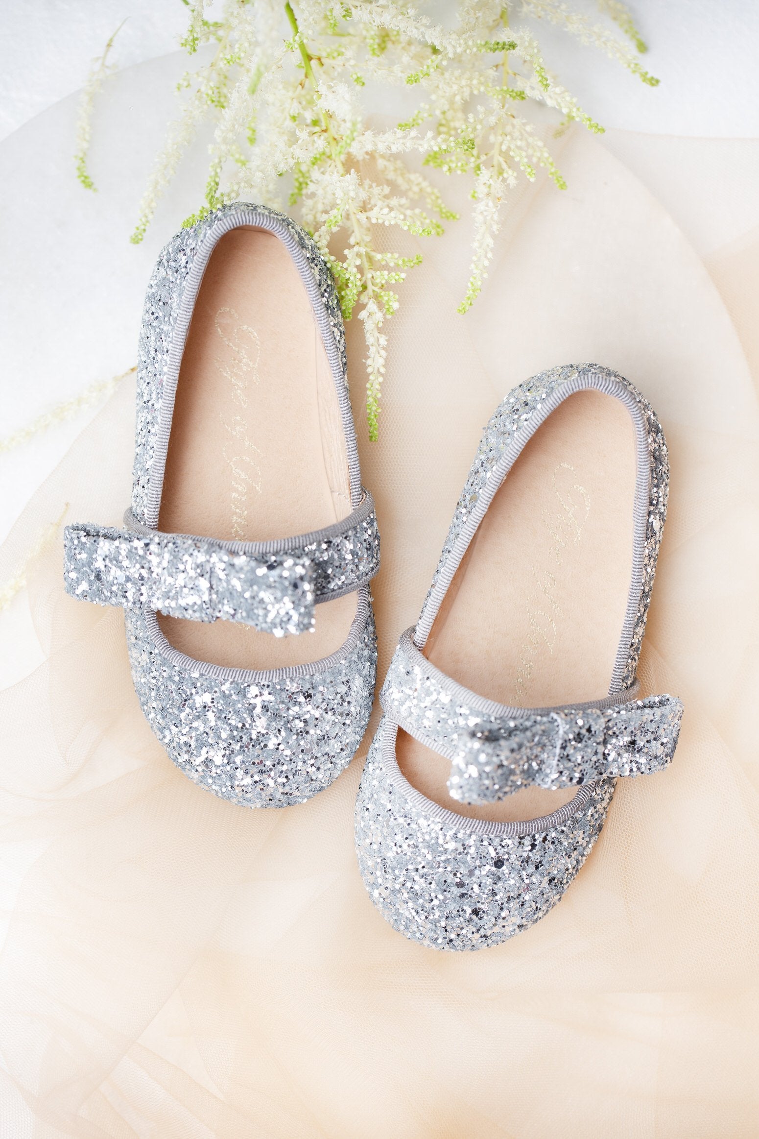 Silver glitter baby shoes online