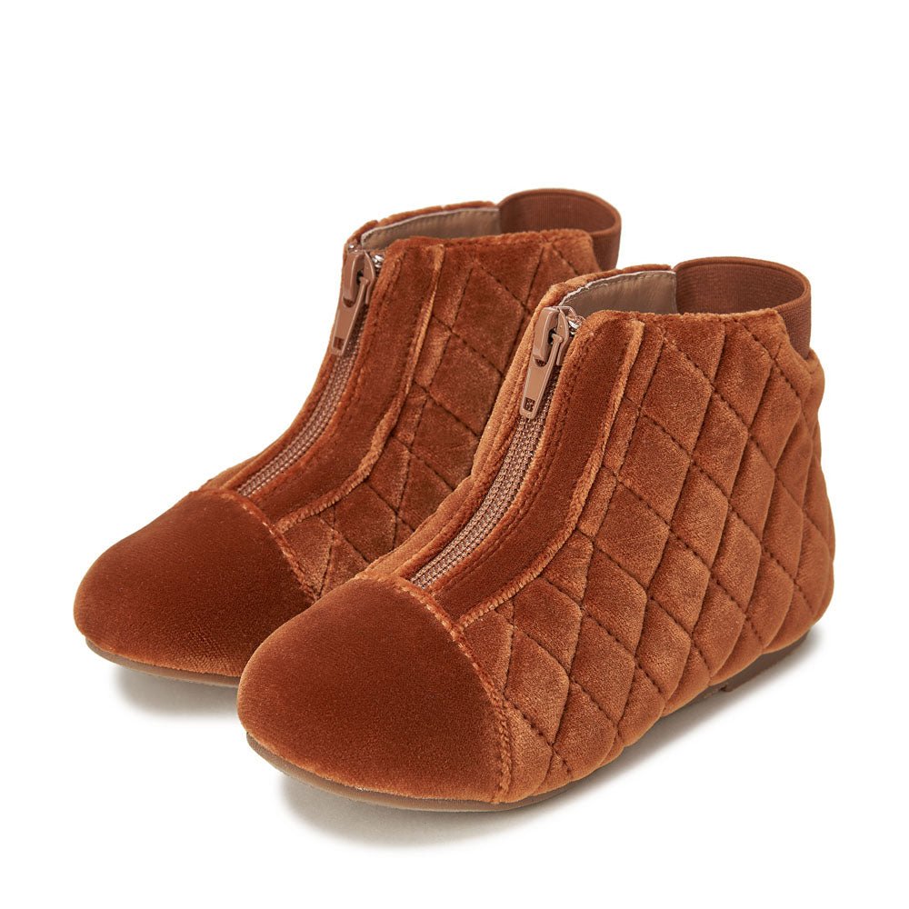 Designer Children Boots Nicole Velvet Ochre For Baby Girls By Age Of Innocence